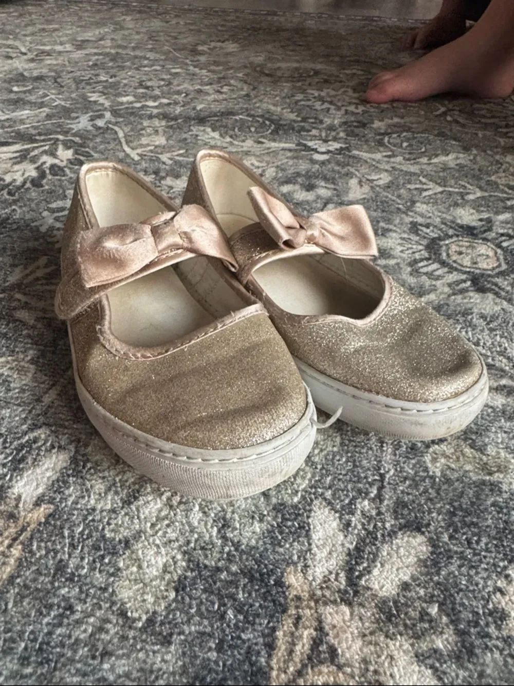 Janie & Jack Girls Sparkle Bow Slip-On Shoes